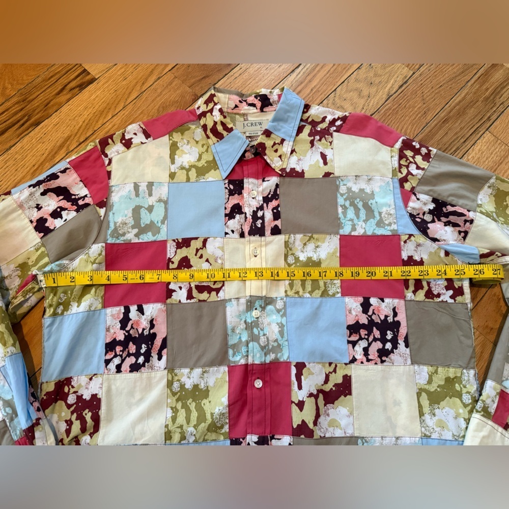J. Crew Allover Patchwork Button Down Casual Preppy Colorful Men’s Shirt Size XL - Picture 8 of 12
